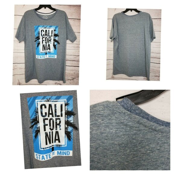 Premium Basics Dikotomy Standard Fit California State Of Mind Dark Blue T Shirt - Picture 3 of 6